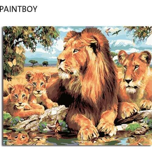 PAINTBOY Picture Modern Framed Pictures Painting By Numbers DIY Oil Painting On Canvas Home Decor Of Lion