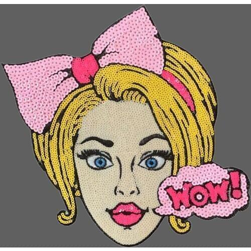 Fine Biker Patches for clothing T shirt Color Girl Sequined Sequins T-shirt Womens Fashion Tops Shirt Girl iron on Patch Clothes