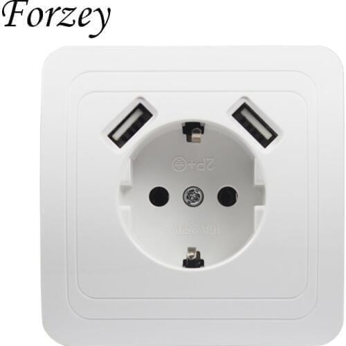 USB Wall Socket charger Free shipping Double USB Port 5V 2A usb wall outlet high quality usb murale steckdose F02