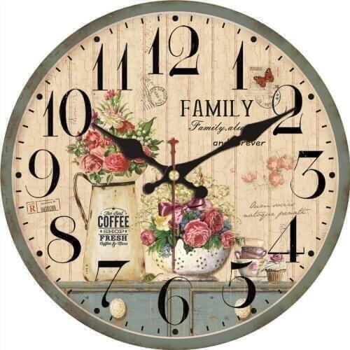 Retro Farmhouse Decor Silent 14 Inch Wooden Wall Clock Non Ticking Wall Clocks Large Decorative - Vintage Rustic Wall Clock