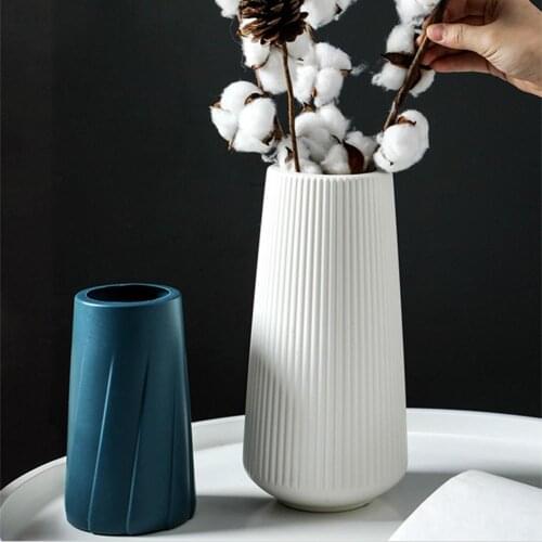 Nordic Creative Vase Hydroponic Plants Anti-ceramic Vase Plastic Non-breakable Green Plant Flower vase Home Decor Wholesale
