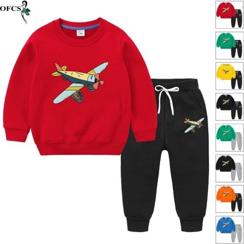 Autumn Winter Teen Boys Girls Clothes Set Hooded Sweatshirt+Pants 2pcs/Set Outifts Kids Tracksuit Children Warm Sport Suit 2-12Y