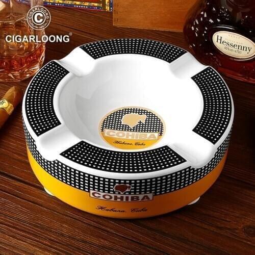 COHIBA Cigar Ashtray Fashion Living Room Decoration Large Diameter Ceramic 4 Ashtray Holder Cigar Accesories