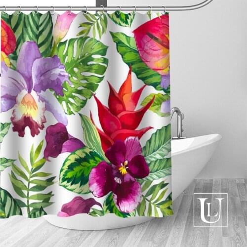 Custom Flower background Bath Curtain Fabric Modern Shower Curtain bathroom beautiful Curtains Bath decor