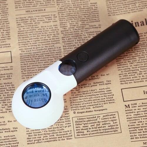 Handheld Magnifying Glass Jewelry Loupe with Dual Glass 16X and 30X Magnification Power Lens for Newspaper Book Eyewear Reading