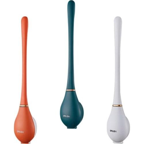 Silicone Brush Head Toilet Brush Wall-Mounted Automatic Opening And Closing Bathroom Cleaning Brush Set No Dead Corner Wash