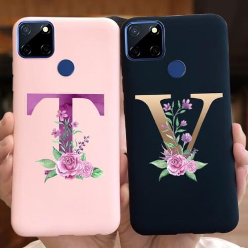 Silicone Phone Case For Realme C12 C25 Narzo 20 30A Case Letter Flower Soft Cover For Realme C12 C25 Coque Narzo20 30A Funda