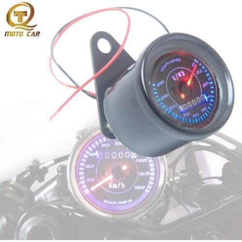 Motorcycle Mechanics Speedometer Indicator Odometer Instrument 0-180km/h 12V for Cafe Racer Speedometer Harley Meter kilometers