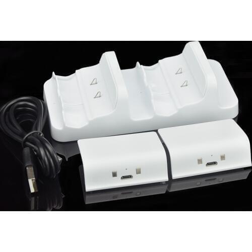 Universal White 2pcs Rechargeable Batteries with Dual Charging Dock Controller Charger for XBOX ONE Rechargeable Battery pack