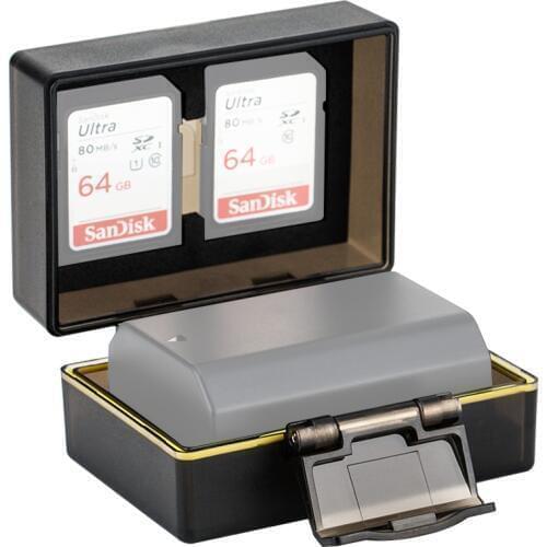 JJC Water-resistant Battery Case Memory Card Storage for Sony a9 a7RIII a7III Camera Batteries fit NP-FZ100 extra Store 2x SD