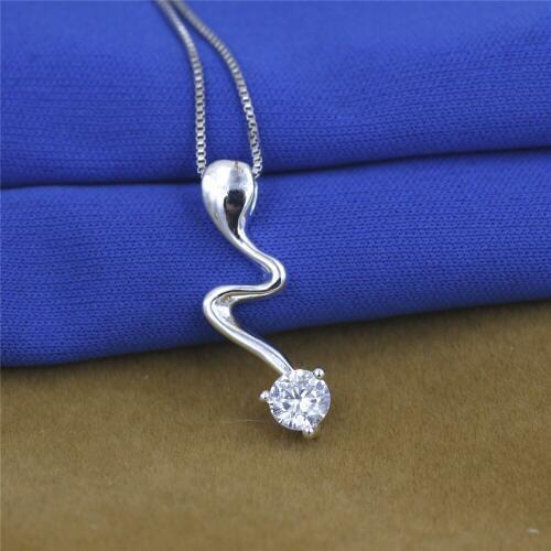 WQQCR Simple Wave Necklace Chic ECG Heartbeat 925 Silver Pendant Charm Lightning Necklace for Women Vintage Jewelry Accessories