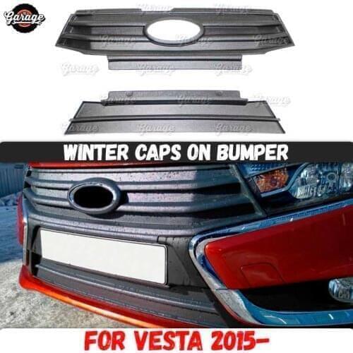 Winter caps for Lada Vesta Cross 2017- on radiator grill and bumper ABS plastic accessories protective pads car styling tuning