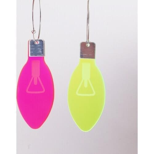 New Funny Neon Pink Yellow Acrtlic Bulbs Drop Earrings for Women Geometric Creative Long Tassel Dangle Earring Jewelry Gifts