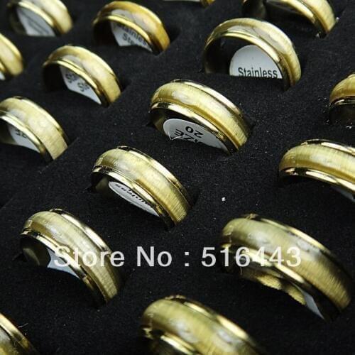 A-514 Free Shipping 10pcs Stainless steel Gold Lucite Fashion Women Mens Rings Wholesale Fashion Jewelry Lots