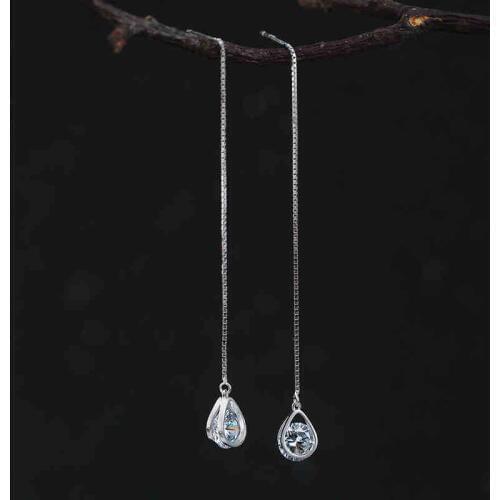DreamySky 100% Real Silver Color Zirconia Water Drop Earrings For Women Party Jewelry Gift Pendientes