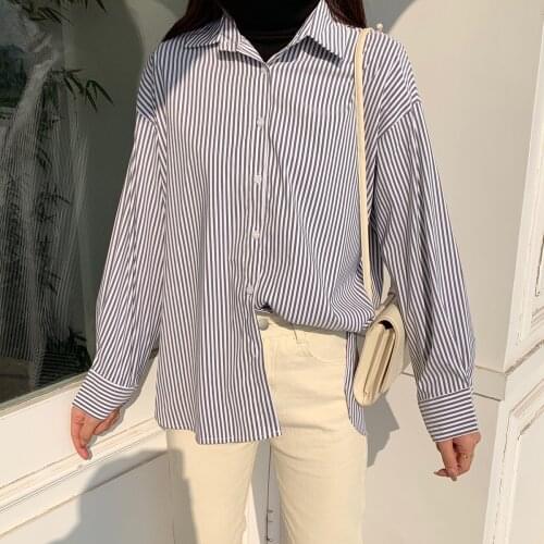 Women Tops and Blouses Shirt Blusas Roupa Feminina Women Spring Cotton Blouses Chic Long Sleeve Striped