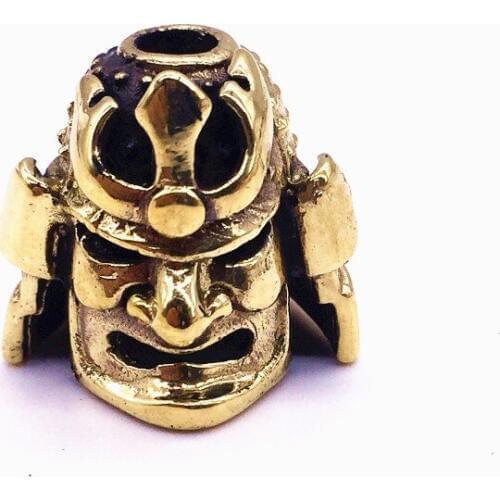 1PC Retro Brass Samurai Warrior Knife Beads Lanyard Pendant Paracord Umbrella Rope Necklace Bracelet EDC DIY Decorative Pendant