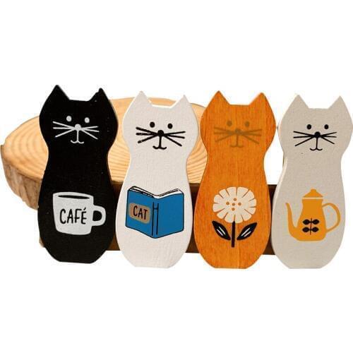Free shipping 10packs/lot Mini Cat Craft Decoration Clips Pegs Natural Wooden Clips Clips Pegs