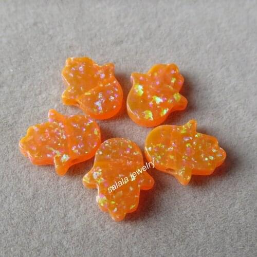 100pcs /Lot OP67 Hamsa Opal 11x13mm Candy Fire Hand Opal ,Synthetic Hand & Hamsa Opal for DIY Necklace Jewelry