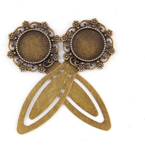 2pc Fit 18mm Round Flower Antique Bronze Pendants Setting Cabochon Cameo Base Tray Bezel Blank DIY Jewelry Findings