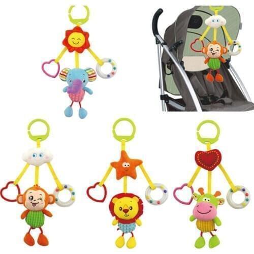 4 styles Baby Kids Cotton Rattles Toys Stroller Crib Hanging Soft Plush Toys Animal Clip Baby Crib Bed Hanging Bells Toys 30%off