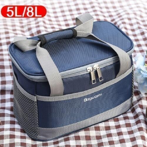 5L/8L Portable Oxford waterproof cooler bag picnic thermal insulated ice pack fresh thermo food cool cans lunch box totes