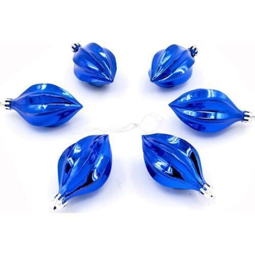 6 blue gilded Christmas rugby Christmas decoration gifts Christmas tree shaped ball pendant #EW