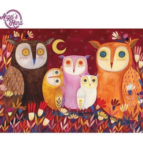 5D DIY Diamond Embroidery cartoon owl family Diamond Painting Cross Stitch full Square Rhinestone Mosaic home decoration