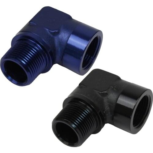 WILLIN - 1/8 NPT 90 Degree Female To Male Elbow Aluminum Forged Adapter Fitting Black/Blue WL914
