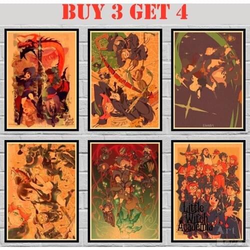 Anime Little Witch Academia Poster Cartoon Kraftpaper Poster Art Painting Abstract Fancy Wall Sticker 42X30cm