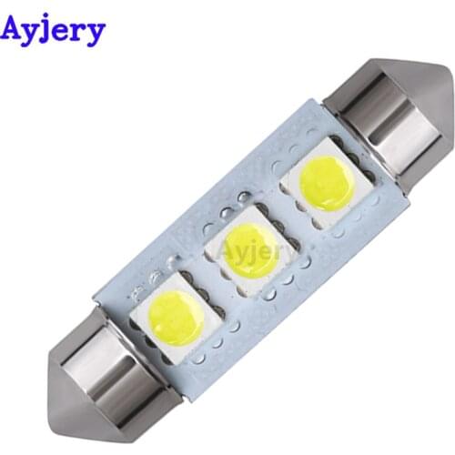 AYJERY Super Bright 50PCS 33mm 36mm 39mm 42mm C5W 5050 3 SMD 3 LED White Automotive Parking Light Interior Lamps Dome Light 12V