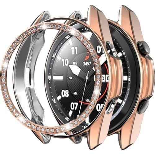 Case + bezel ring for samsung gaalxy watch 3 45mm 41mm case soft TPU Bumper + bezel loop Bling Crystal cover for galaxy watch 3