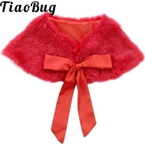 Kids Wedding Girls Faux Fur Bolero Shrug Jacket Cloak Princess Dress Cape Outwear Flower Wedding Dress Coat Wrap Cover Ups