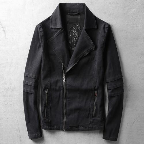 Trend Fashion Suit Dress Denim Jacket Male Black Mens Jeans Jacket Korean Casual Embroidery Youth Mens Outerwear Coats A474