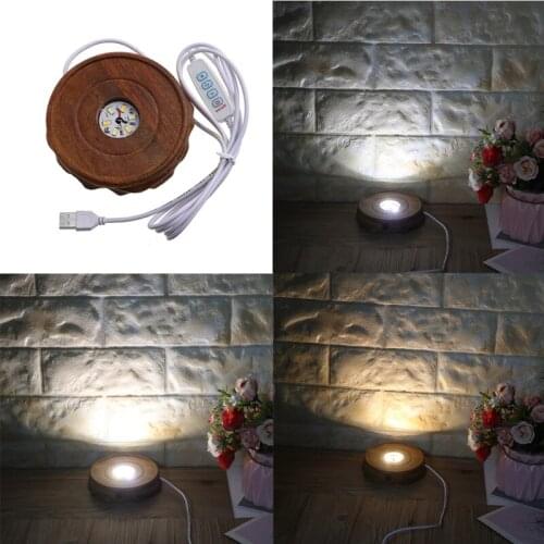 E56A Wooden Base Creative Crafts Solid Wood Luminous Base Crystal Ball Led Luminous Solid Wood Base Customization