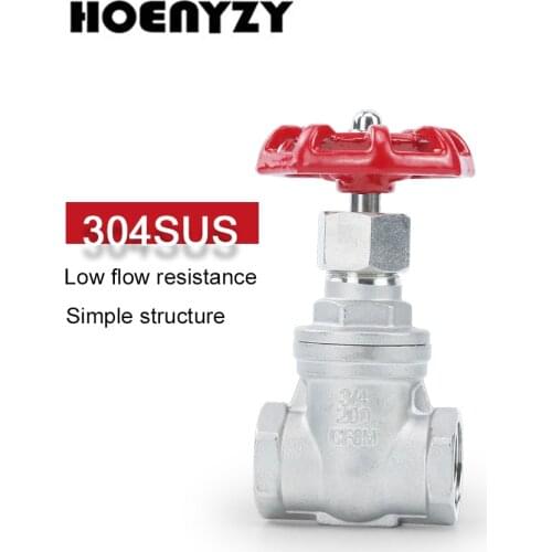 1/2" 3/4" 1" 2" Female Thread Stainless Steel SS304 Gate Valve DN15 DN20 DN25 DN32 DN40 DN50 Straight through Gate Valve 1.6Mpa