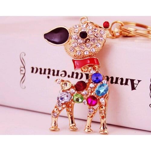 Creative Cute Seven Color Cartoon Sika Deer Animal Keychain Womens Bag Accessories Metal Pendant Key Ring