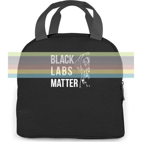 Labrador | Black Labs Matter Mens Print Harajuku women men Portable insulated lunch bag adult