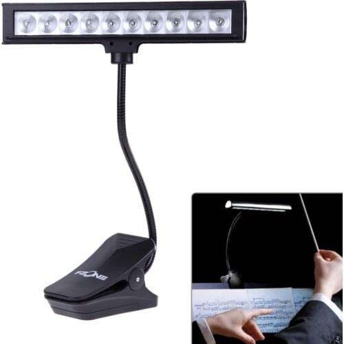 FL-9030 10 LED Eye Protect Reading Lamp Musical Note Stand Desk Light USB Rechargeable Adjust The Angle Arbitrarily Guitar Light