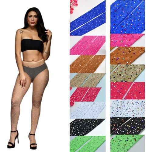 Summer Fishnet Diamond Pantyhose Women Sexy Fashion Shiny Net Tights Female Slim Rhinestone Mesh Nylon Stockings Glitter Tights