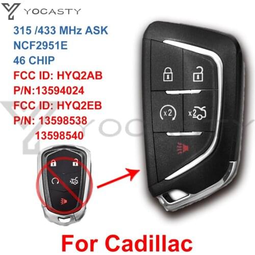 YOCASTY Upgrade Modified Key For Cadillac CTS ATS XTS CT6 2014 2017 2018 2019 Keyless Entry Smart Car Remote Key HYQ2AB HYQ2EB