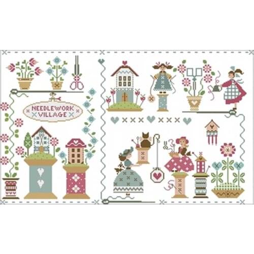 Sewing town patterns counted 11CT 14CT 18CT Cross Stitch Set DIY Cross-stitch Kits Embroidery Needlework Home Decor