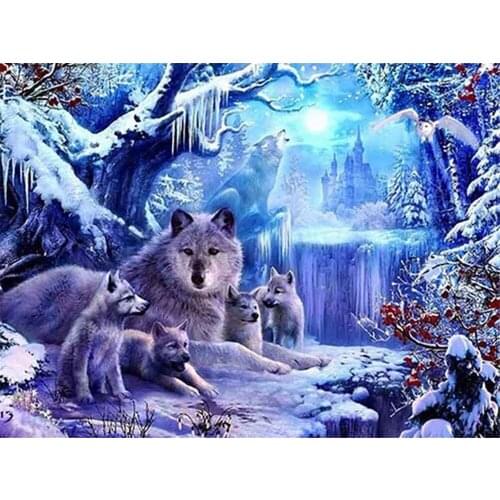 Wolf Animal DIY Cross Stitch Embroidery 11CT Kits Needlework Craft Set Printed Canvas Cotton Thread Home Decoration Room