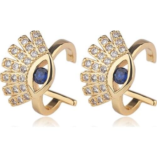 OMYFUN Beautiful Evil Eyes Ear Cuff CZ Micro Paved Fashion Brincos No-Pierced Earrings Clip for Party Jewelry Free Shipping E87