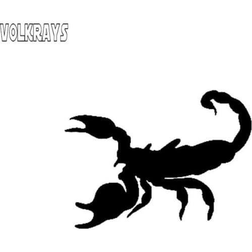 Volkrays Creative Scorpion Decal Vinyl Personality Car Sticker Waterproof Sunscreen Accessories Black/Silver,15cm*11cm