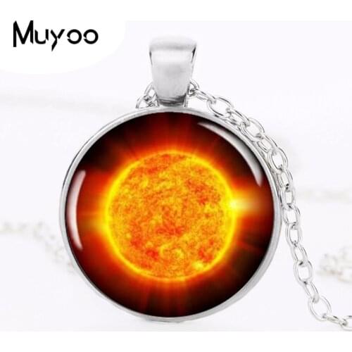 Space pendant necklace fire sun picture jewelry collares 2015 galaxy necklace planet choker universe neckless for astrophile HZ1