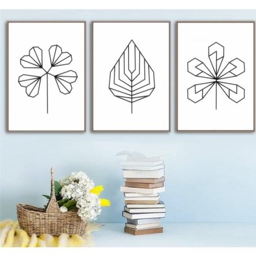 Black White Leaf Flower Plant Minimalist Nordic Posters And Prints Wall Art Canvas Painting Wall Pictures For Living Room Decor