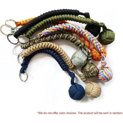 Portable Outdoor Self-defense Survive Hanging Knot Ball Hand Weaving Umbrella Rope Body Ball Key Chain Pendant 23cm