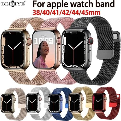 Strap For Apple watch Band 44mm 40mm 38mm 42mm 44mm Accessorie Milanese Loop Metal Magnetic bracelet iWatch 44 mm serie 4 5 6 se