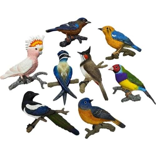 Hand-painted Colorful Munia Magpie Orange-headed Ground Thrush 3D Fridge Magnets Souvenirs Refrigerator Magnetic Stickers Gift